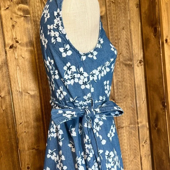 Draper James 8 Sleeveless Denim Wrap Midi Length Dress 100% Cotton - Picture 6 of 12